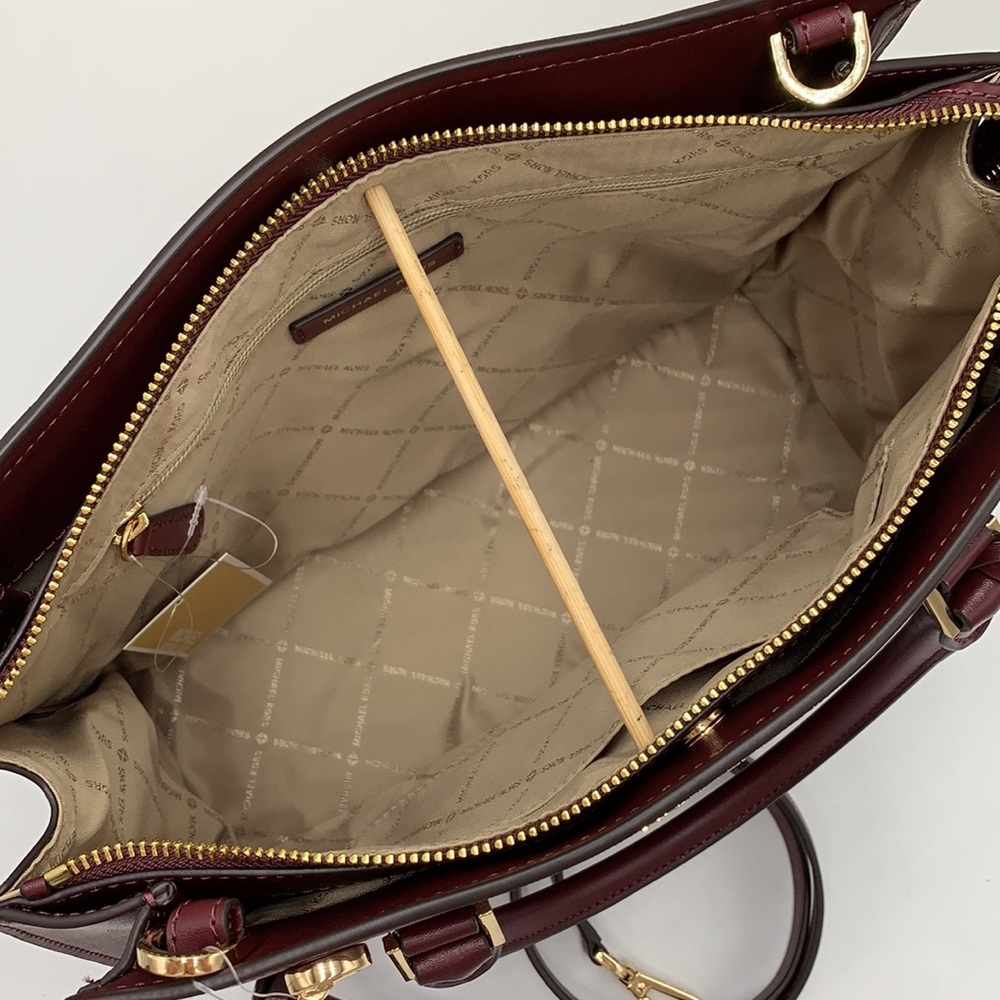 MICHAEL KORS HOPE LARGE SATCHEL MERLOT - Picture 10 of 16